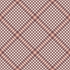 Glen plaid pattern in rosy pink. Seamless herringbone vector tweed check background texture for spring summer autumn jacket, skirt, dress, other modern everyday womenswear fashion textile design.