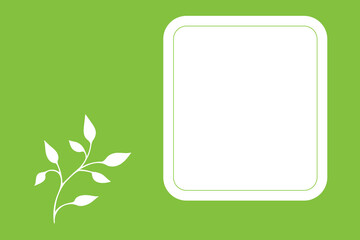 Template frame hand-drawn with plants.Simple botanical banner, card, drawing line,minimalism.Isolated.