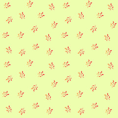 Seamless pattern with hand-drawn plants, leaves, petals, simple elements. Endless background. Doodle style, sketch, botanical line drawing. Isolated.Vector illustration