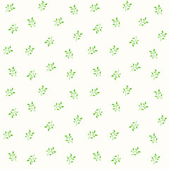 Seamless pattern with hand-drawn plants, leaves, petals, simple elements. Endless background. Doodle style, sketch, botanical line drawing. Isolated.Vector illustration