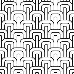 Obraz premium Rounded block seamless pattern, black. A seamless retro pattern with black and white geometric motifs.