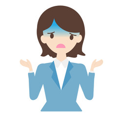 トラブルに巻き込まれ青ざめるスーツ姿の女性