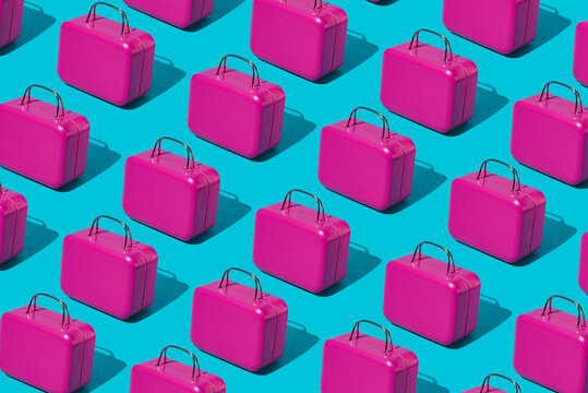 mosaic of pink suitcases