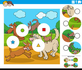 match pieces task with cartoon dogs characters