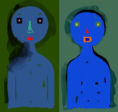 Modern Couple - Stylized Illustration of Two People