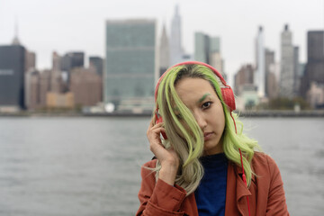 Woman listening to music