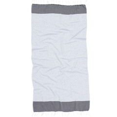 Turkish towels with fringes wrinkled towel look gray color cutout on white background with clipping path