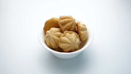 Malaysian traditional sweet egg sponge muffin cake, called Kuih Bahulu.