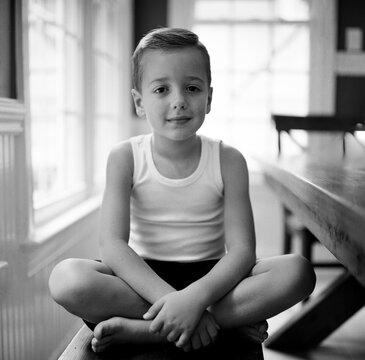 Black and white portrait of a handsome young man