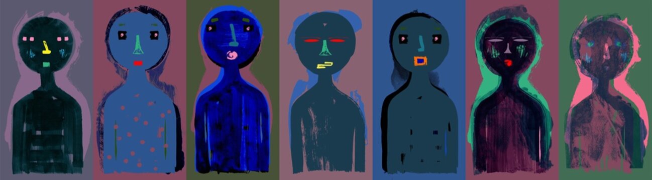 Modern People Illustration - Dark Banner