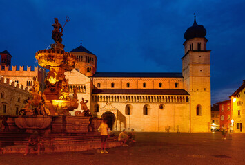 Naklejka na ściany i meble Evening view of the streets of Trento. Italy