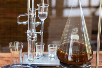 Laboratory glass tube In the drink shop