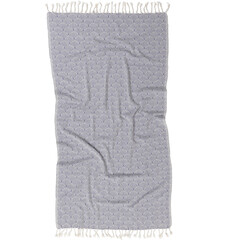 Turkish towels with fringes wrinkled towel look gray color cutout on white background with clipping path