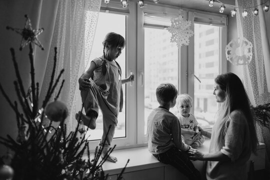 Big family waiting for Christmas.