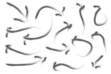 Obraz premium Set of Scribble arrow isolated on white background. black hand drawn arrows set icon. Rectangle, Circle, Arrow, Polygonal outline