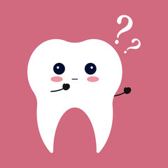 Kawaii tooth with a confused expression