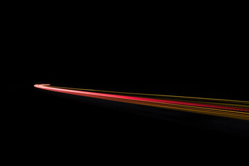 Car and truck light trails. Long exposure photo taken in a tunnel below Veliko Tarnovo