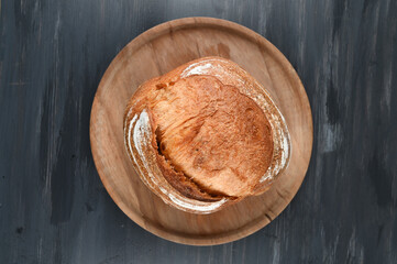 homemade bread on a dark wood
