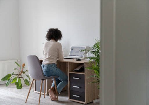Woman Working At Home Office