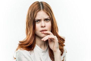 Fototapeta premium pretty red-haired woman cosmetics attractive look luxury