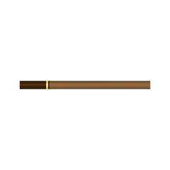 Vector illustration of a brown cigarette with a dark filter on a white isolated background. Flat realistic design. For various purposes of design.