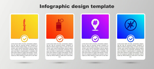 Set Military knife, Hand grenade, Protest and . Business infographic template. Vector