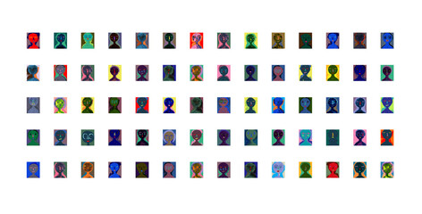 Modern People - Portraits Pattern on White Background