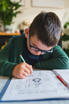 Child Focused on Homework