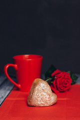 sweet biscuits on a red napkin rose flower snack