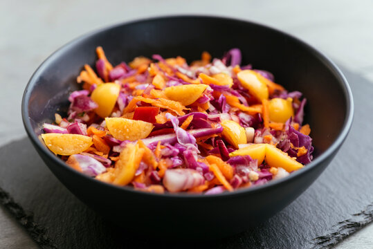 Red Cabbage Coleslaw with Physalis