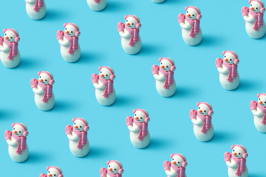 Christmas snowmen pattern handcraft from plasticine.