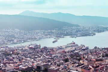 Bergen city from a bird's eye view