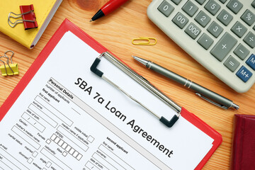 Business concept about Small Business Administration SBA 7a Loan Agreement with inscription on the financial document