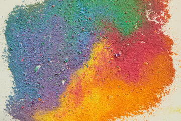 カラフルな色チョークの粉末のアート作品