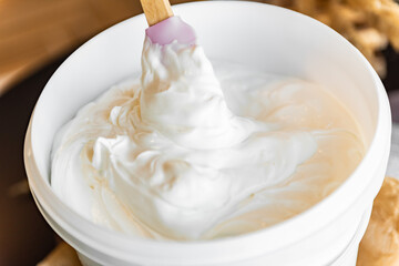 Cheese, cottage cheese, milk, sour cream. Dairy products. Dairy products. Advertising of products. Healthy eating.