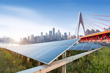 chongqing urban landscape, landmarks and solar panels