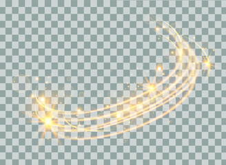 Golden sparks glitter special light effect.Sparkling magic dust particles.Cosmic glittering wave