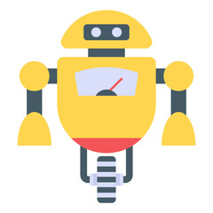 Monowheel robot in flat icon, editable vector