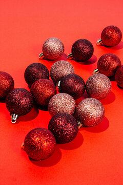 Red Glitter Christmas Balls