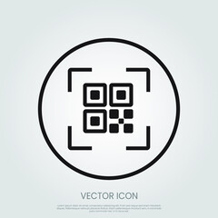 QR code icon. Stroke outline style. Eps 10 vector illustration.