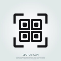 QR code icon. Stroke outline style. Eps 10 vector illustration.