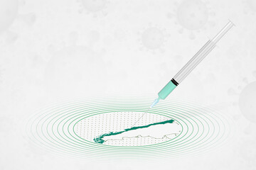 Chile vaccination concept, vaccine injection in map of Chile. Vaccine and vaccination against coronavirus, COVID-19.