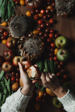 anonymous woman working on her organic products.