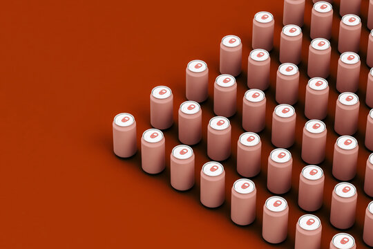 Pink cans on brown background