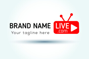 Online TV channel logo concept. Live streaming logo design template. Red TV icon. Eps 10 vector illustration.