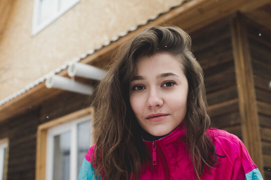 Portrait Of Young Woman Wearing Vintage Style Tracksuit