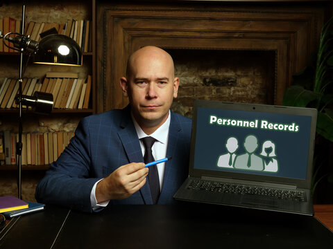 Financial Concept About Personnel Records With Sign On Laptop.