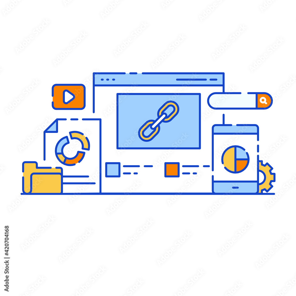 Canvas Prints website link analysis flat illustration, web analytics