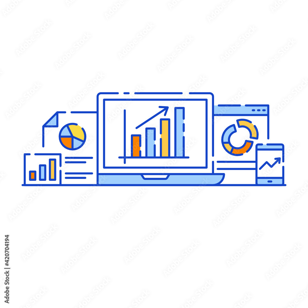 Canvas Prints analytics application in flat design illustration, editable vector