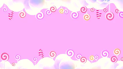 Poster de jardin Violet Cartoon sweet pink lollipop candy world. 3d rendering picture.